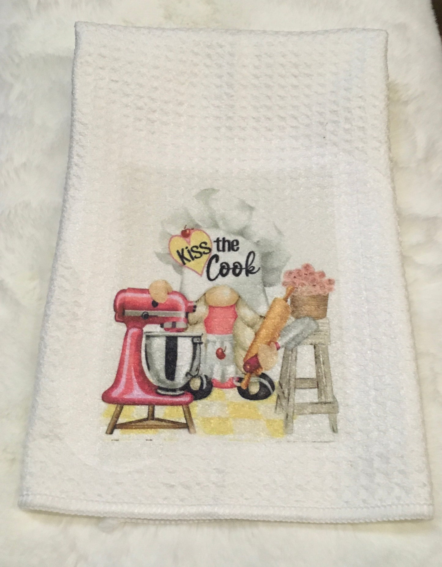 Gnome “Kiss the Cook” Tea Towel