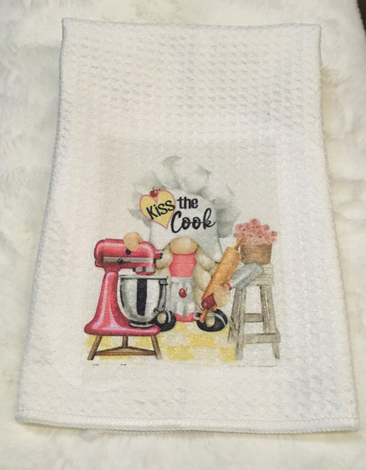 Gnome “Kiss the Cook” Tea Towel