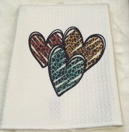 Cheetah Hearts Tea Towel