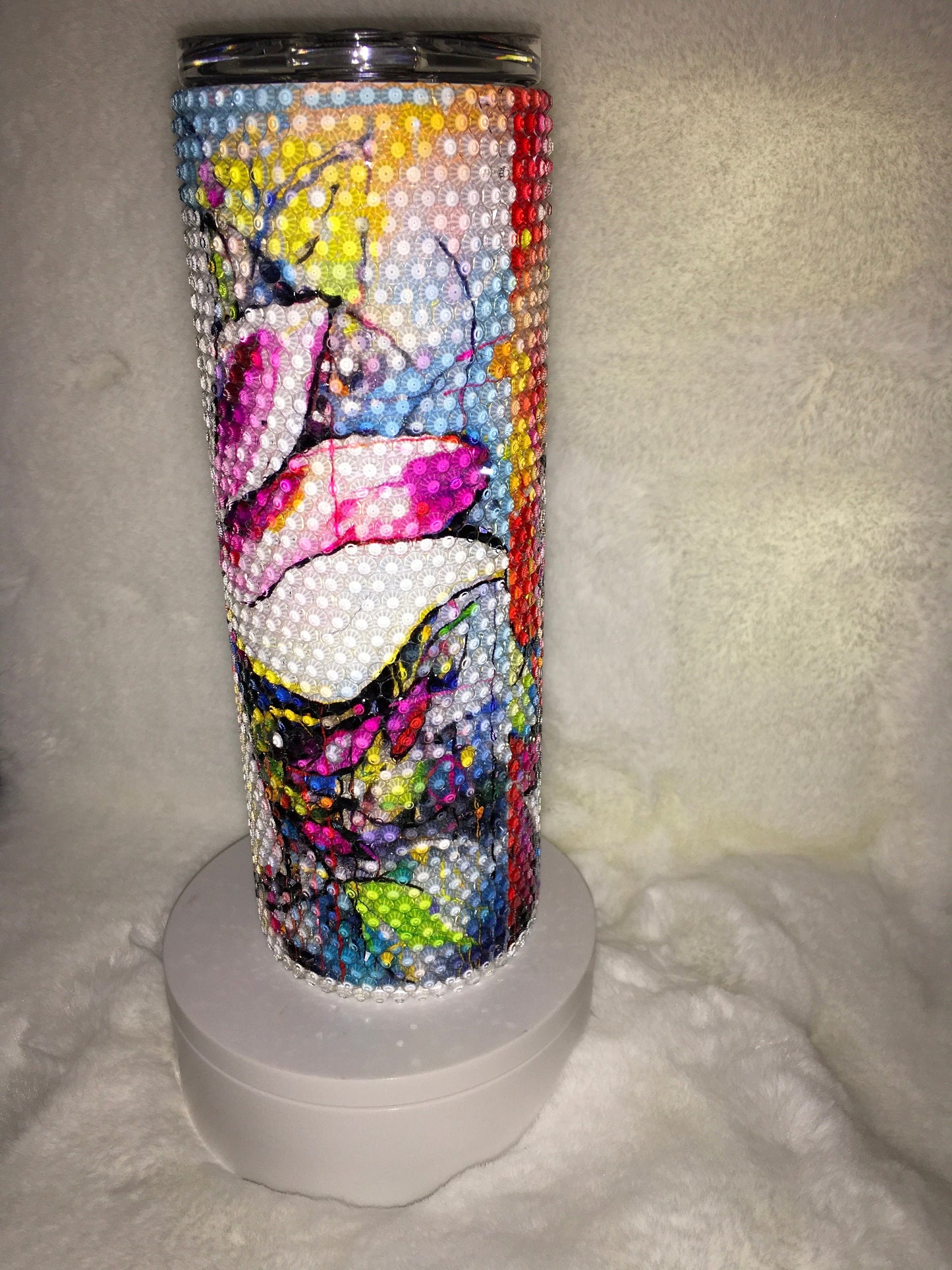 20oz Skinny Tumbler with Rhinestones Magnolia Print